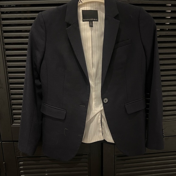 Banana Republic Navy Petite Wool Blazer Size 00 - Picture 5 of 13